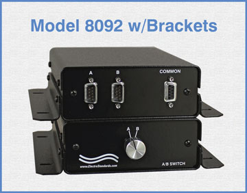 Model 8092 DB9 A/B Switch, MMF Connectors, Manual, with Desktop Mounting brackets